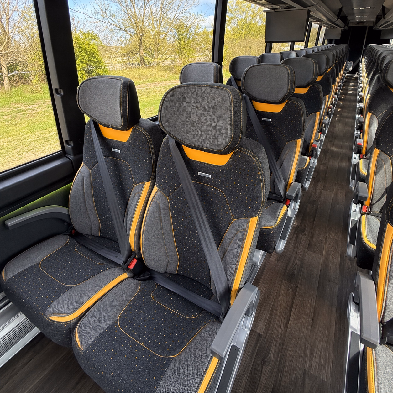 56 passenger charter bus inside